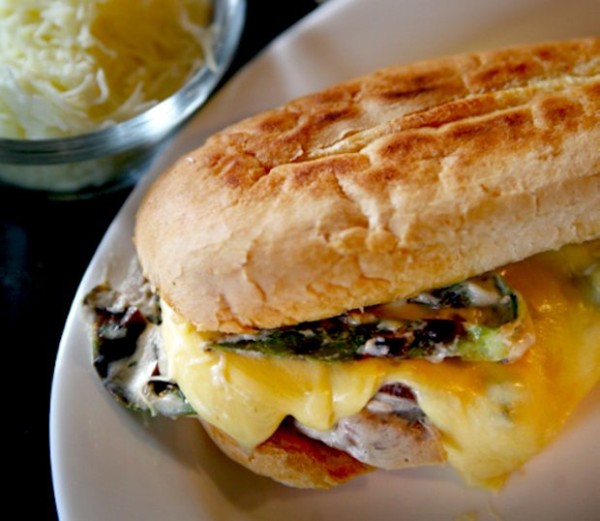 Spicy mushroom torta with cheese (Torta de hongo con rajas y queso)