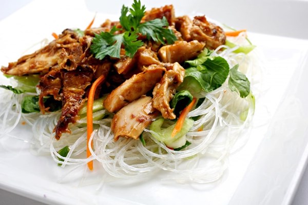 Spicy noodle salad with sesame-hoisin chicken