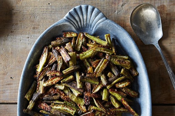 Spicy oven-roasted okra
