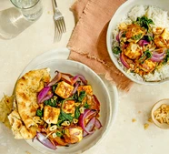 Spicy paneer stir-fry with crispy garlic