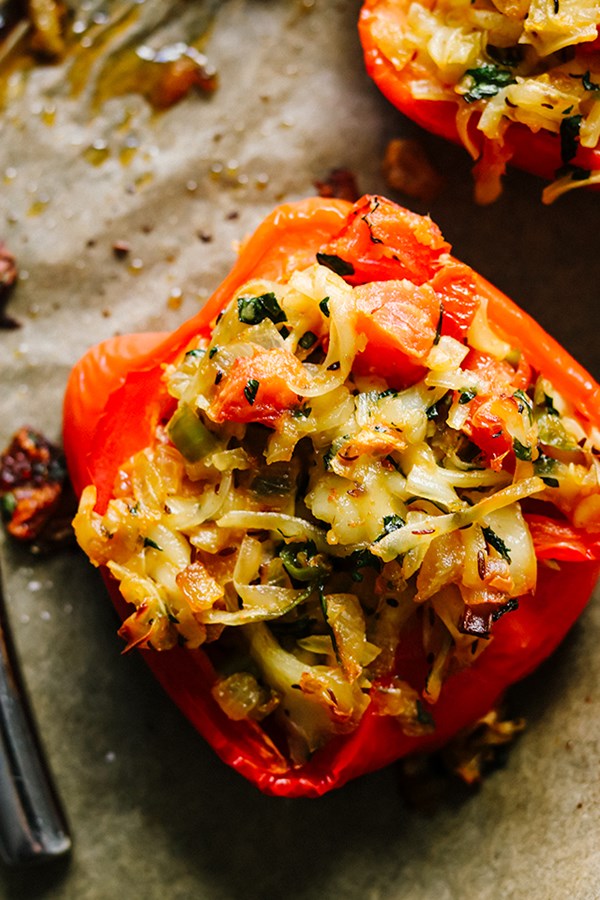 Spicy paneer stuffed peppers