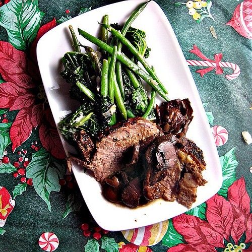 Spicy Parmesan green beans and kale