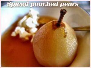 Spicy poached pears
