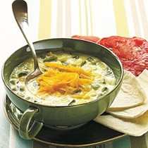 Spicy poblano and corn soup