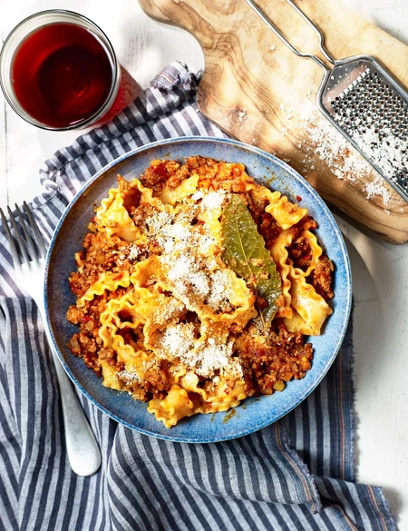 Spicy pork and 'nduja ragu with mafalde