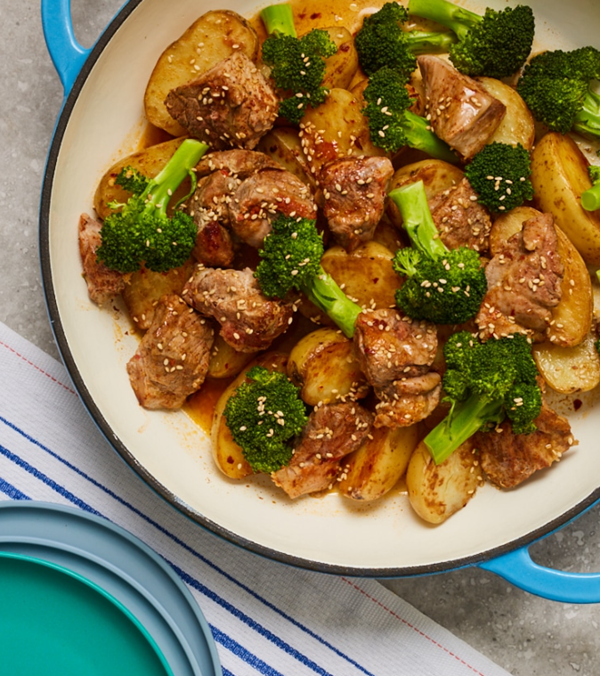 Spicy pork and roast potatoes