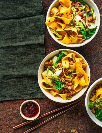 Spicy pork biang biang-style noodles