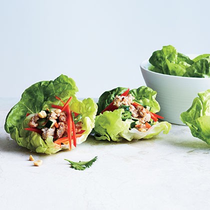 Spicy pork lettuce cups