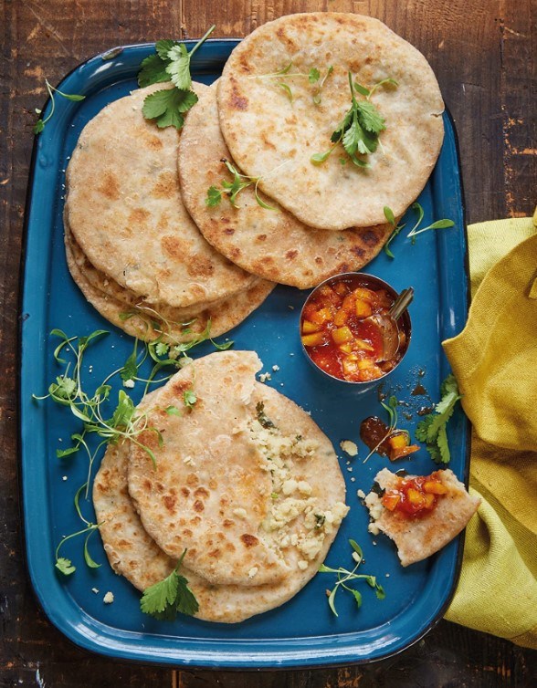 Spicy potato stuffed flatbread (Aloo paratha)
