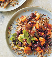 Spicy prawn & red bean chilli with rice