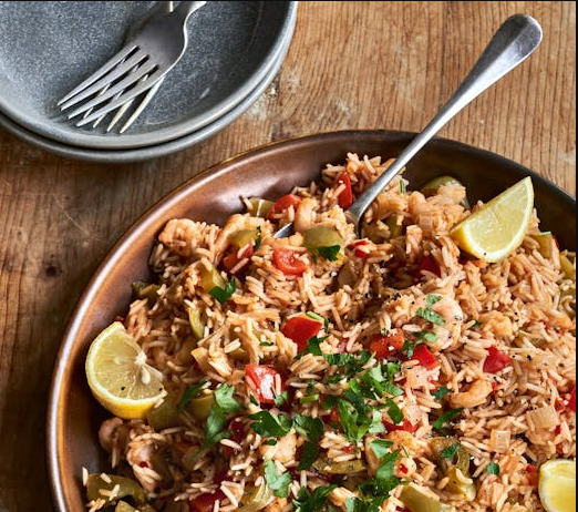 Spicy prawn arroz