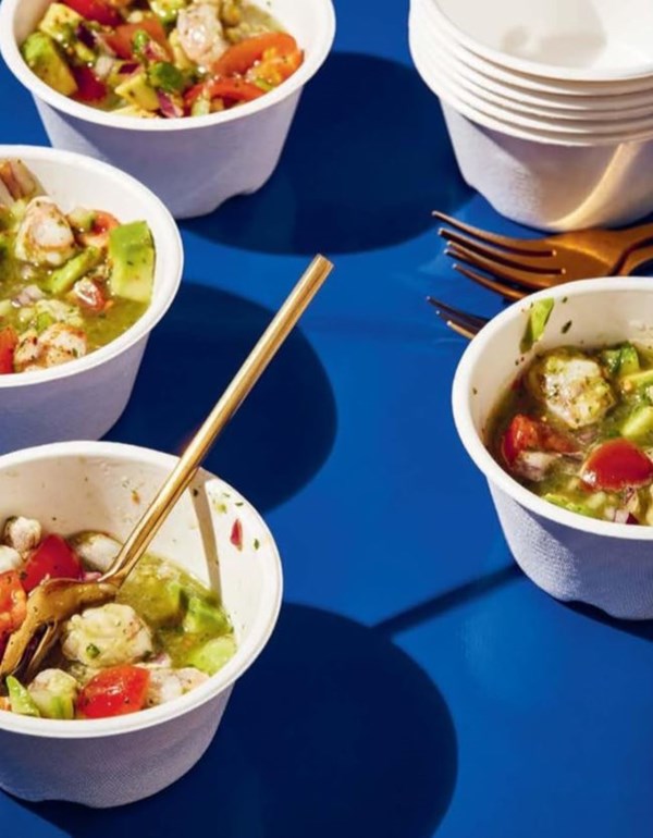 Spicy prawn ceviche cups