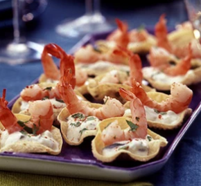 Spicy prawn poppadums