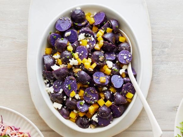 Spicy purple potato salad