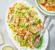 Spicy rice noodle salad with smoked mackerel