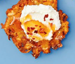 Spicy ricotta topped latkes
