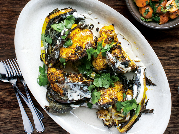 Spicy roasted cauliflower with tahini