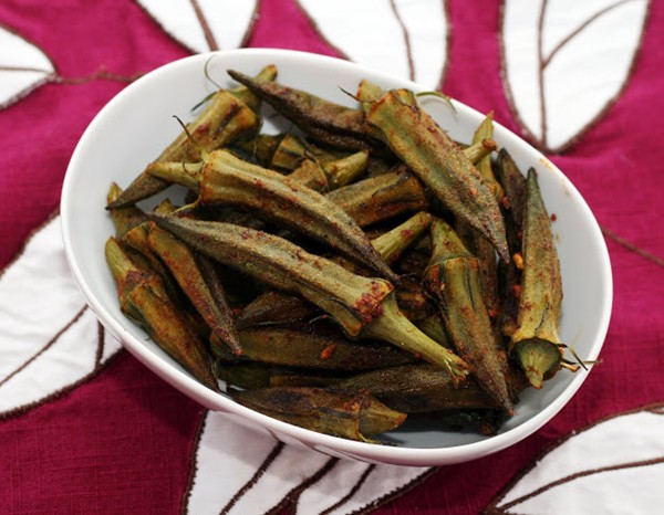 Spicy roasted okra