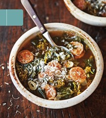 Spicy sausage & broccoli rabe soup