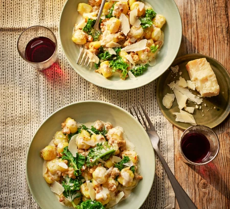 Spicy sausage and kale gnocchi