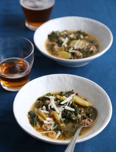 Spicy sausage and kale soup