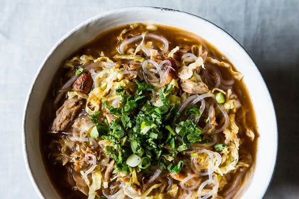 Spicy sesame pork soup with noodles