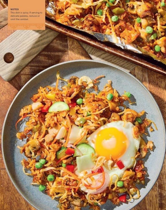 Spicy sheet pan fried rice (Nasi goreng)