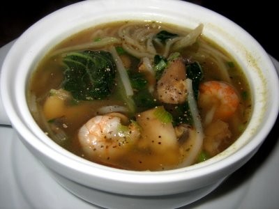 Spicy shrimp and bok choy soup