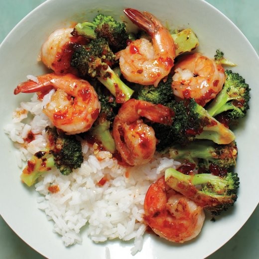 Spicy shrimp-and-broccoli stir-fry