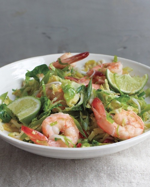 Spicy shrimp and Brussels sprout stir-fry