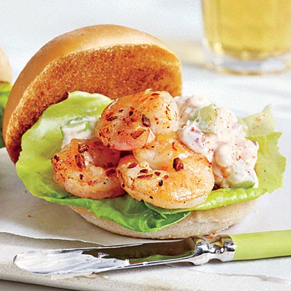 Spicy shrimp sliders with celery mayonnaine