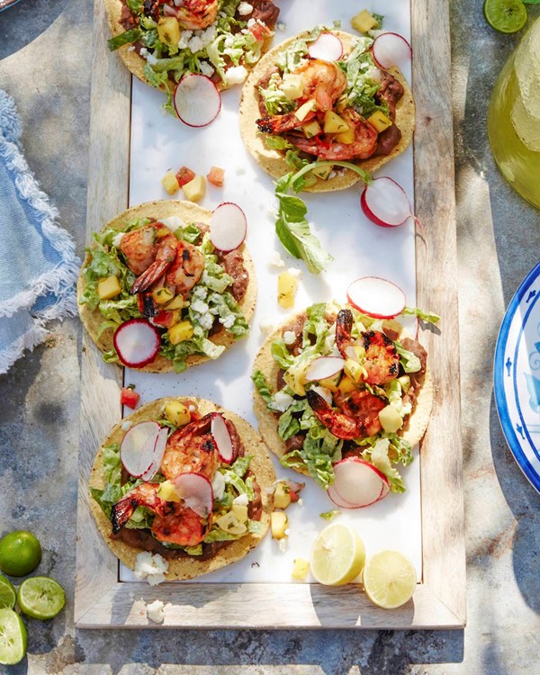 Spicy shrimp tostadas