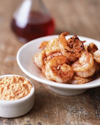 Spicy shrimp with garlic-almond sauce