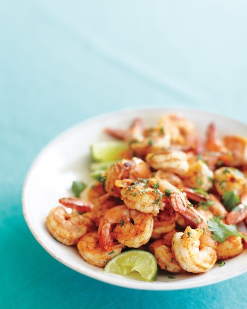 Spicy shrimp with lime and cilantro