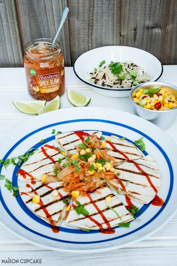 Spicy slaw quesadillas