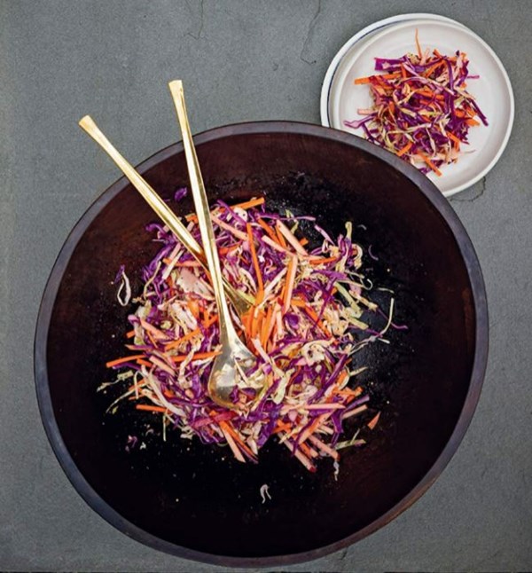 Spicy slaw with poppy and mustard seeds