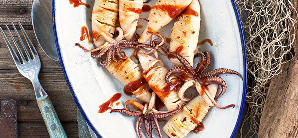 Spicy squid with Japanese BBQ sauce