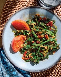 Spicy stir-fried water spinach (Sambal kangkung)