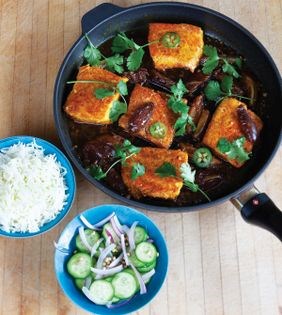 Spicy sweet + sour fish with dates (Qaliyeh-ye khorma)