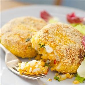 Spicy, sweet potato fishcakes