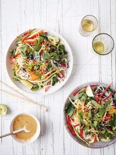 Spicy Thai noodles with creamy peanut dressing