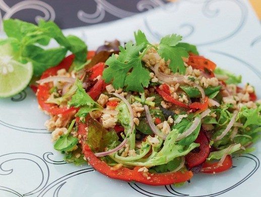 Spicy Thai salad with minced pork (Larb)