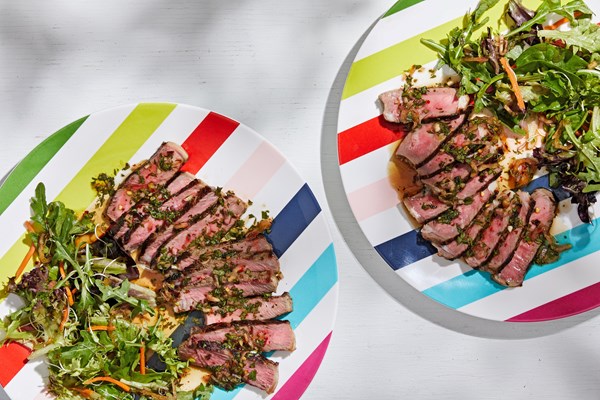 Spicy Thai strip steaks a la plancha
