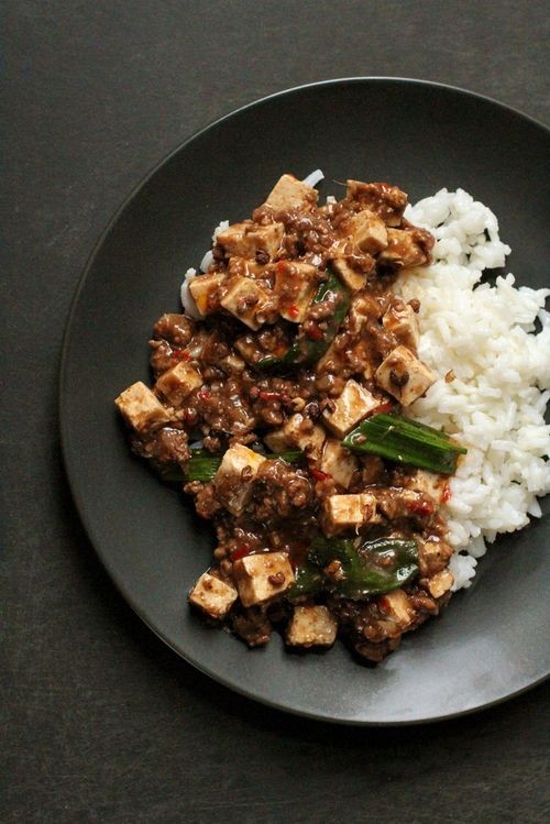 Spicy tofu with beef and Szechuan peppercorns