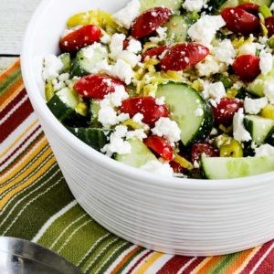 Spicy tomato-cucumber salad with peperoncini