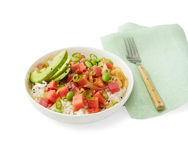 Spicy tuna and watermelon poke