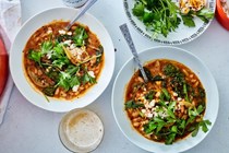 Spicy white bean stew with broccoli rabe