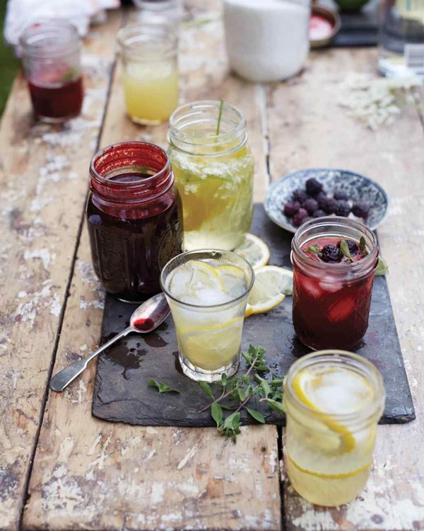 Spiked blackberry-marjoram limeade