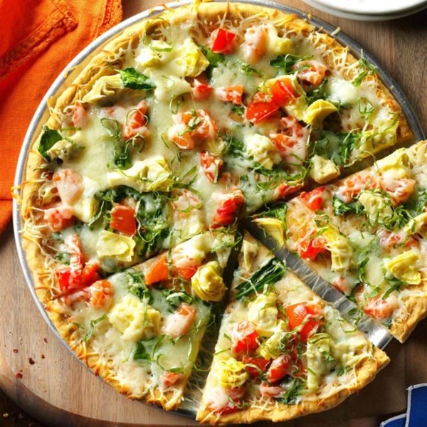 Spinach & artichoke pizza