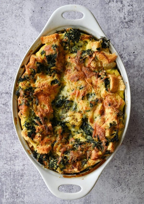 Spinach & cheese strata